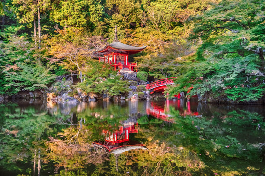 bridge over water to temple