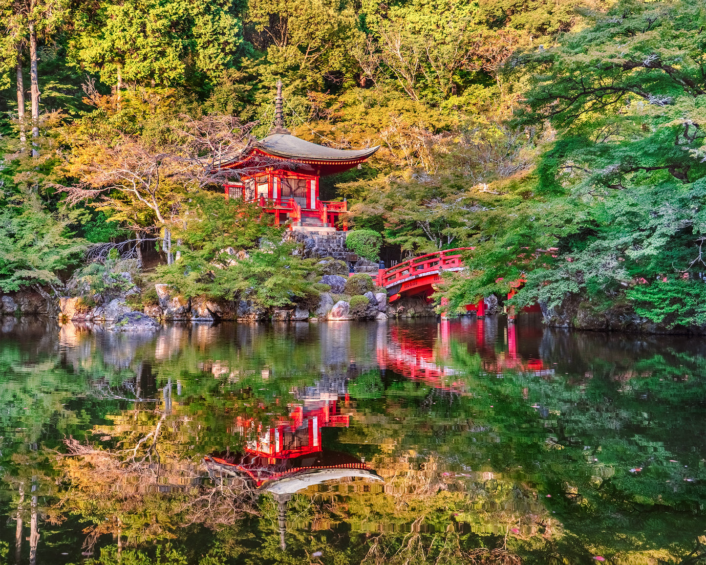 bridge over water to temple